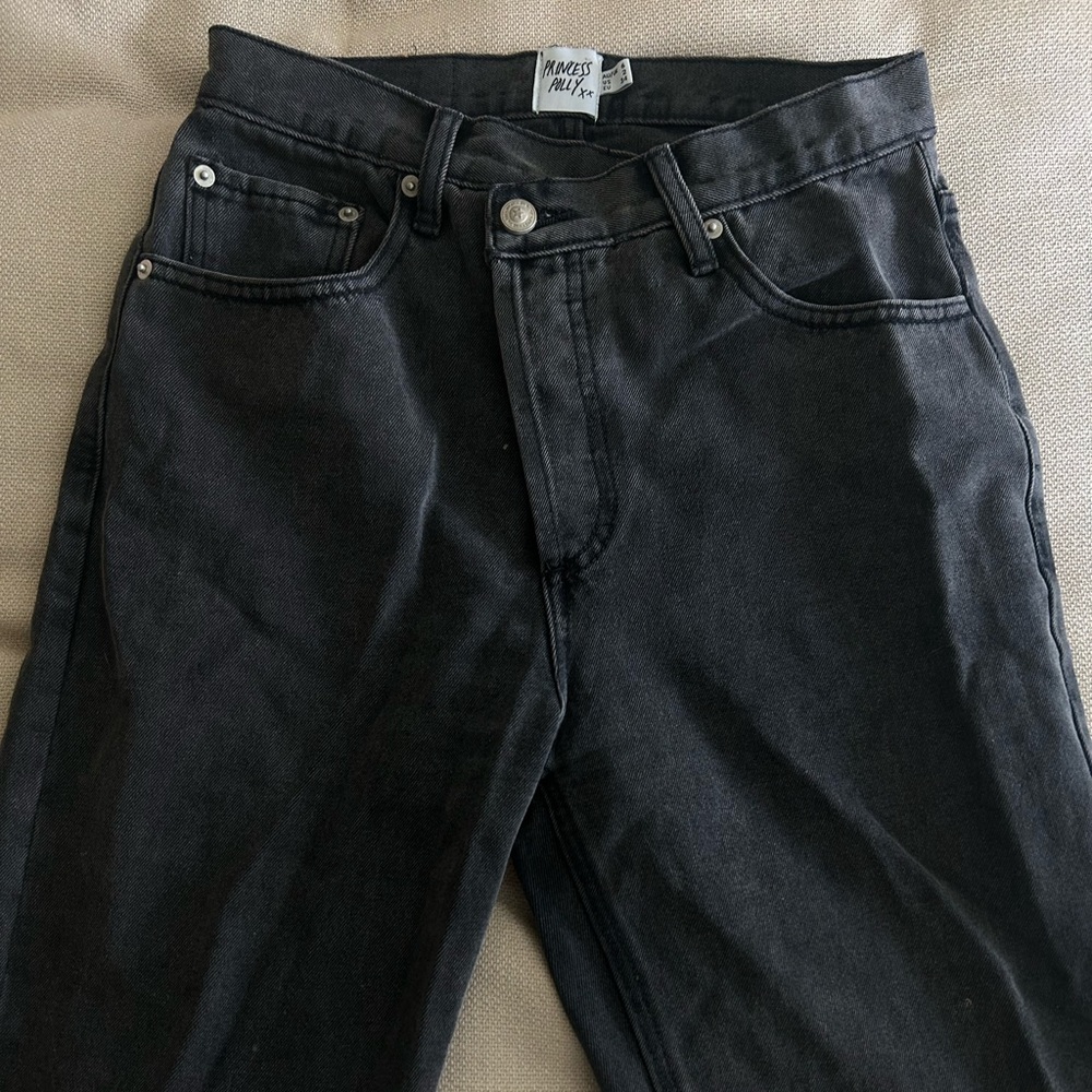 Princess Polly Black Straight Jeans Classic Rigid Denim